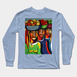 African Traditional Tribal Women Abstract Art Canvas Painting 7 Long Sleeve T-Shirt